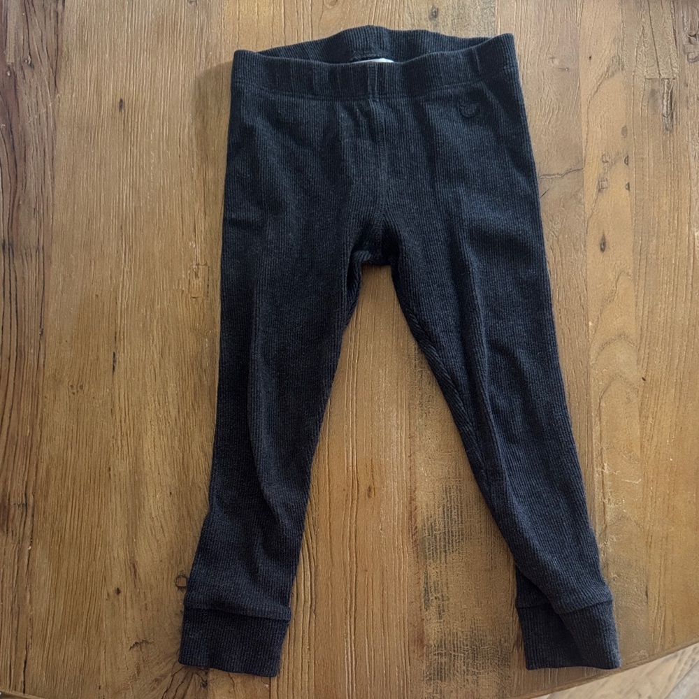 Nordstrom Kids Black Ribbed Thermal Leggings